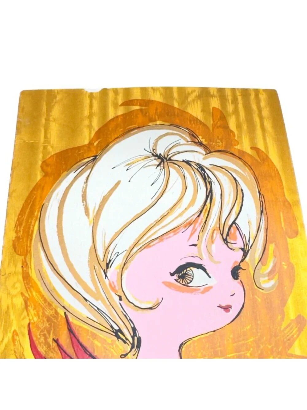 Vtg Chuck Gruen MCM Angel Valentines Greeting Card Envelope Gold Foil & Pink 60s